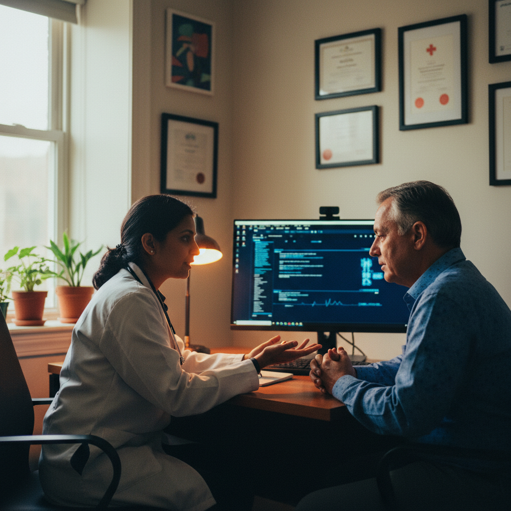 Doctor consulting with patient using CareOS platform